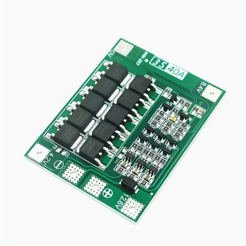 Three-string 11.1V 12.6V 18650 lithium battery protection plate with balanced starting electric drill 40A current.