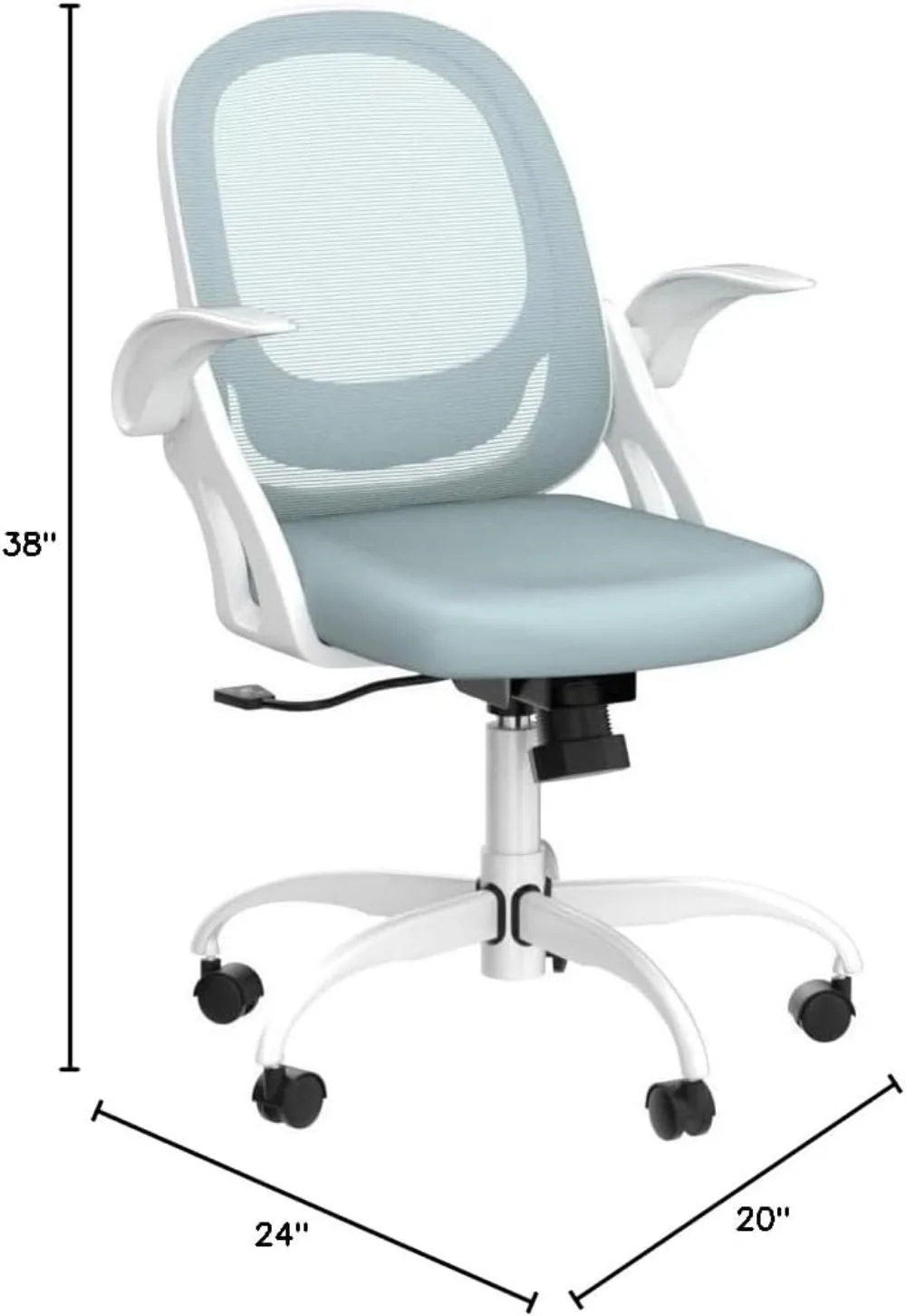 Cadeira de escritório ergonômica para casa, conforto, cadeira de mesa de malha respirável, braços flip-up e altura ajustável