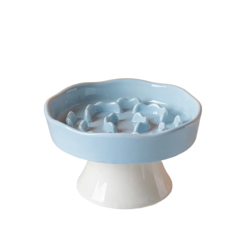 

Ceramic Cat Slow Food Bowl Cute Anti Tipping Pet High Foot Bowl Multi-use Large Capacity Dog Feeding Basin Kitten Puppy
