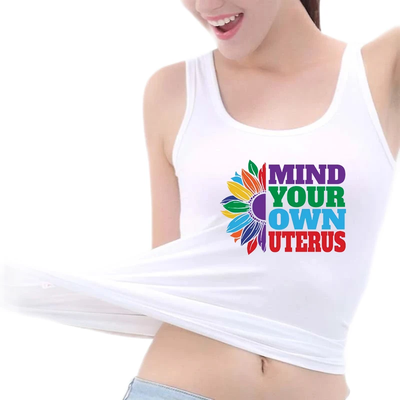 Mind Your Own Uterus Printing Tank Top Women's Rights Pro-Choice Design Sleeveless Tops Gym Fitness Camisole