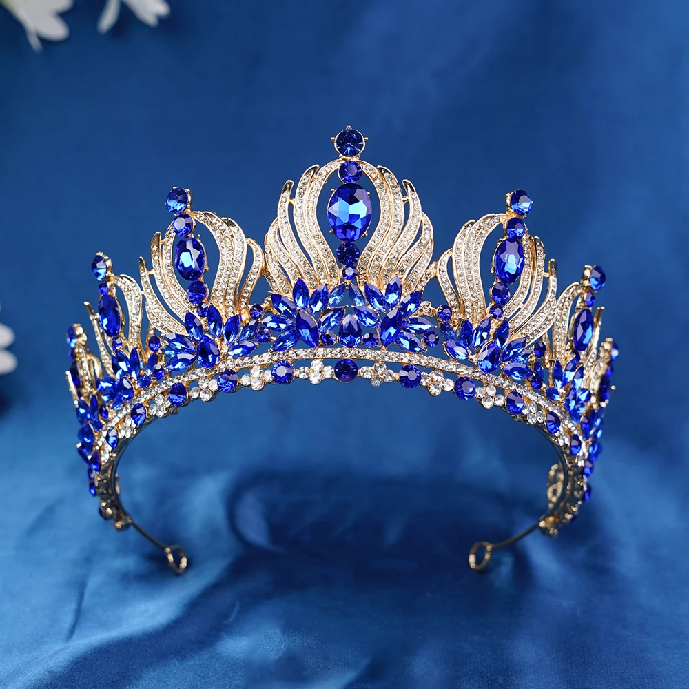 Tiara de princesa elegante de cristal de lujo barroco en 8 colores para mujer, boda, niña, fiesta de cumpleaños, corona, accesor