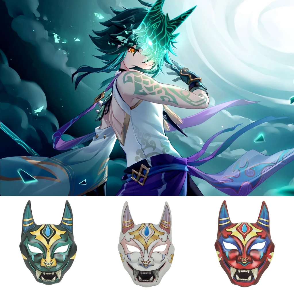 

Genshin Impact Xiao Hannya Cosplay PU + EVA Mask Helmet Masks Halloween Masquerade Party Carnival Costume Props