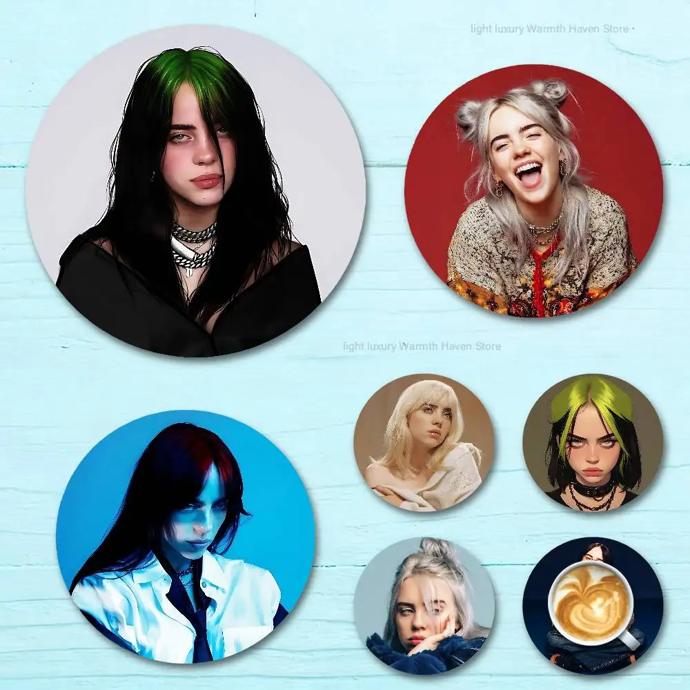 

B-Billies-S Hit Me Hard and Soft Heat Resistant Round Wooden Coasters Non-slip Drink Cafe Decoration Flat Color Print Coasters