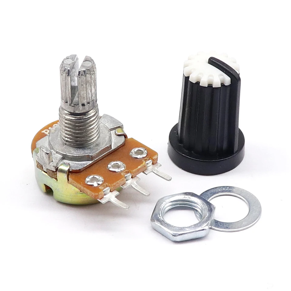 5 Sets WH148 15mm 3 Pin Linear Taper Rotary Potentiometer Resistor for Arduino with AG2 White cap 1K 10K 20K 50K 100K 500K Ohm