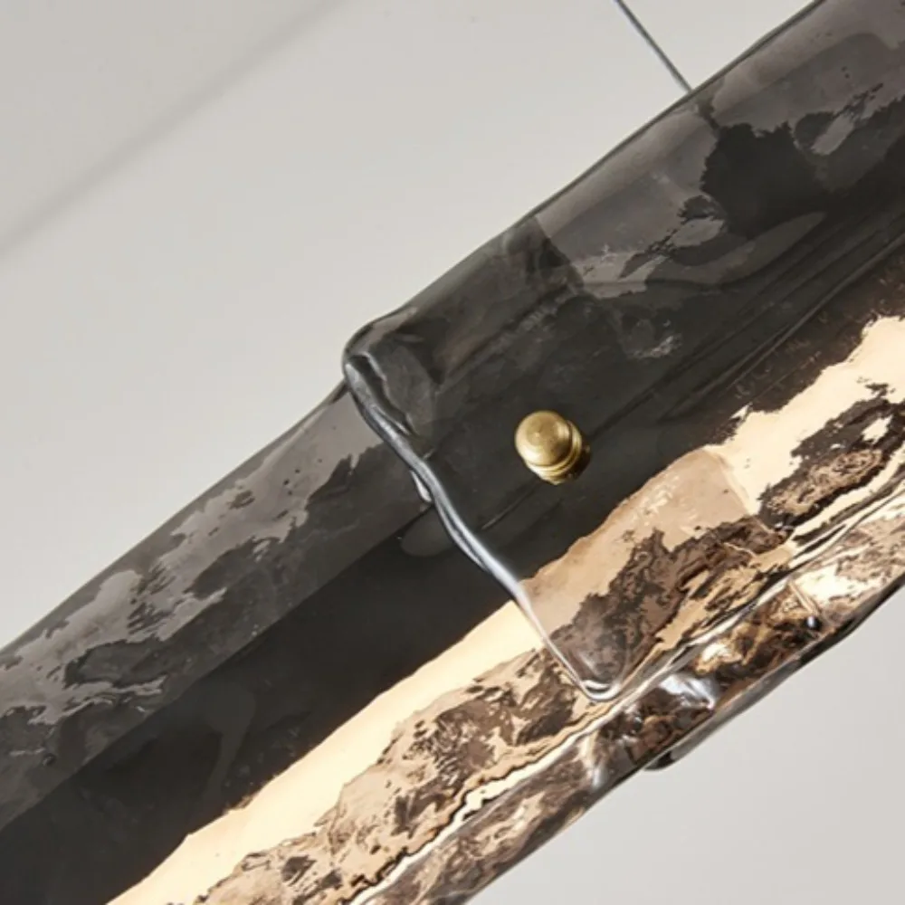Full Copper Light Luxury Restaurant Pendant Light Italian Minimalist Dining Table with A Straight Strip Glass Lighting Fixture