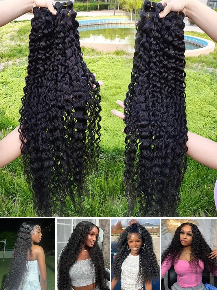 Mossily Fasci di capelli umani con onda profonda al 100% Remy brasiliano Tessitura non trattata Fasci di capelli ricci Estensioni del tessuto 1/3/4 Pezzi