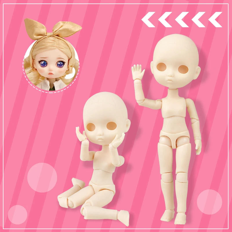 New 1/12 Lady Doolli Doll Accessories 15cm Joints Body or Head  Ob11 Doll Girls Play House Diy Makeup Practice Toys GSC Head DIY