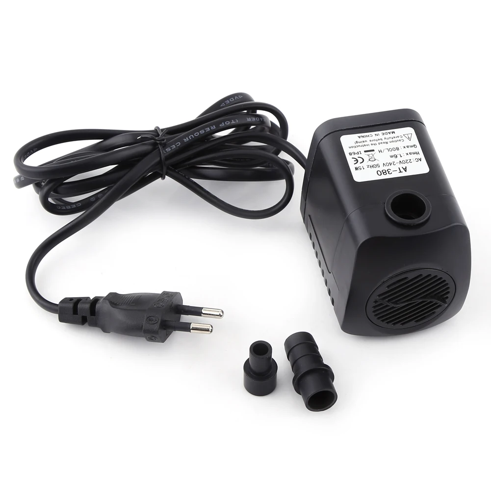 Plastic 220V 15W 800L/H Fountain  Fish  Aquarium Water Submersible Pump Black Aquarium  Fountain