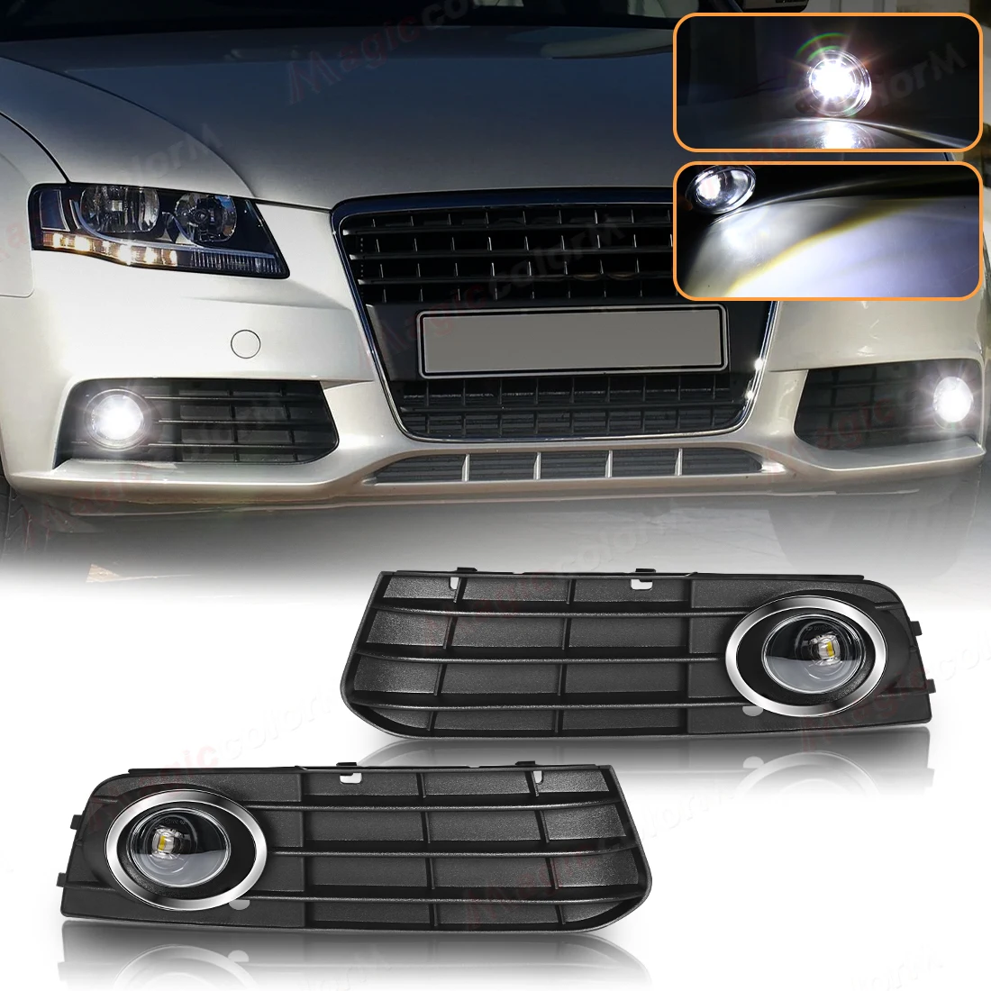 

1set Front Bumper Fog Lamp For Audi A4 A4L B8 2009 2010 2011 2012 Fog Light Grill Driving Lamp Frame 8KD80768201C 8KD80768101C