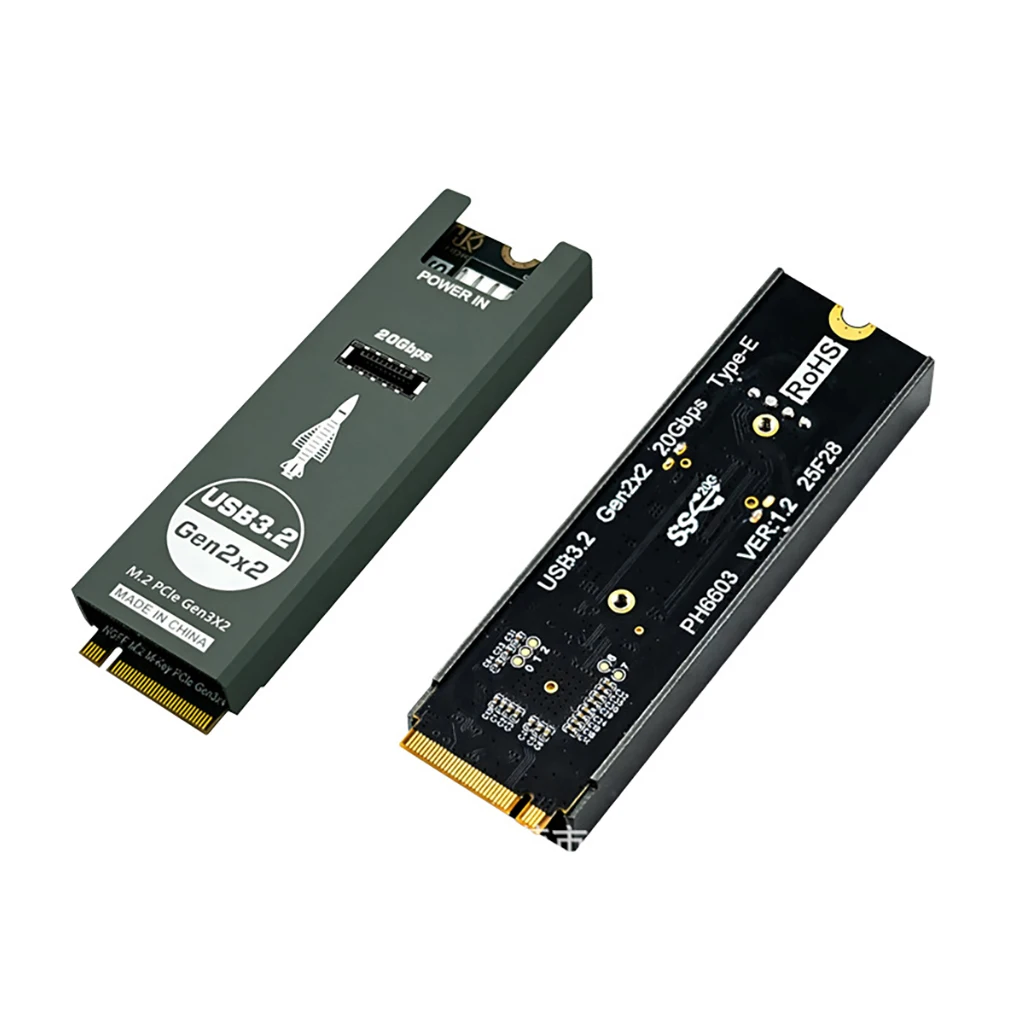 

Карта расширения M.2 MKEY NVME для передней панели USB 3.2 Gen2x2 20Gbps Type-C и Type-E, корпус из алюминиевого сплава, адаптер M.2 PCIe