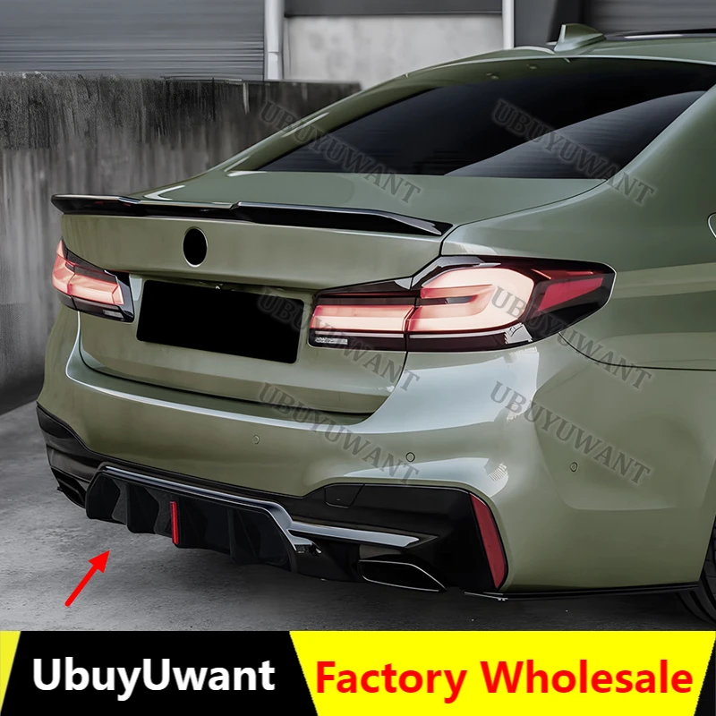 Für BMW G30 G31 530i 530d 530e 550i 550d M Sport M5 Style 2017 bis 2023 Heckstoßstangen-Diffusorlippe Spoiler Karosserie-Kit Zubehör