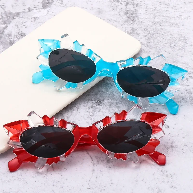 Cat Eye Irregular Frame Sunglasses Women Fashion Exaggerated Eyeglasses Men Cosplay Punk Party Dress Entertainment Shade Eyewear