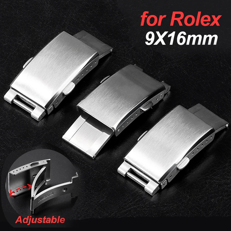 9X16mm Solid Stainless Steel Strap Buckle for Rolex Daytona Luxury Metal Clasps for Submariner Adjustable Band Deployment Clasp