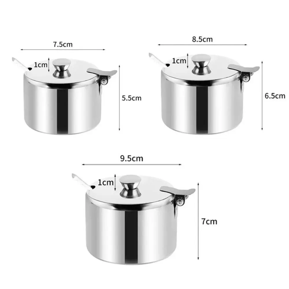 1Pcs Mini Sugar Container with Lid Spoon Sauce Cans Sugar Jam Salt Pot Seasoning Pot Spice Storage Jar Kitchen Supplies