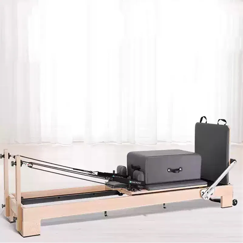 

YTYIN Portable Oak Pilates Reformer Foldable Core Body Workout Yoga Bed Adjustable Space-Saving Home Gym Machine
