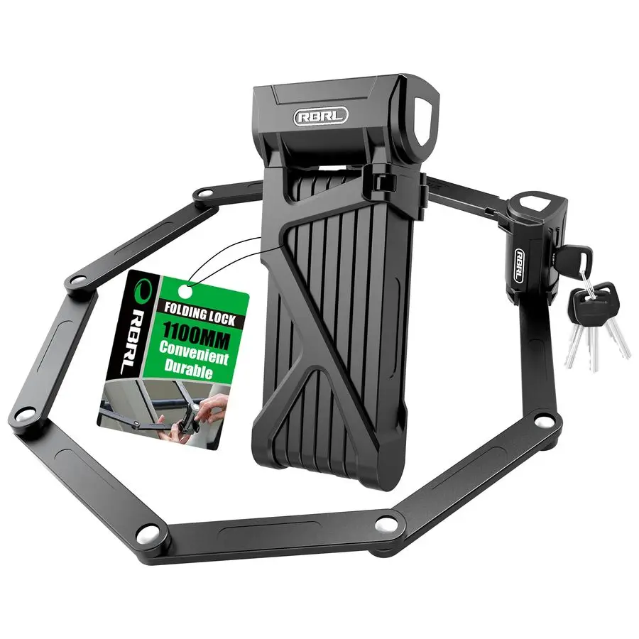 

Folding Bike Lock, 3.6ft Heavy Duty Anti Theft, Hardened Steel 8mm Chain Lock with 4 Keys for Ebikes, Scooters, Motorcycles amp