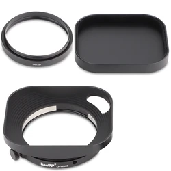 Haoge Lens Hood Metal Square Bayonet for Fujifilm Fujinon XF27mmF2.8 R WR Lens Hood Black