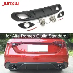 Auto-Heckstoßstangen-Lippen-Diffusor, Spoiler mit Auspuffspitzen für Alfa Romeo Giulia, nur Diffusor, Standard 2016–2019, PP, schwarze Karosserie-Kits