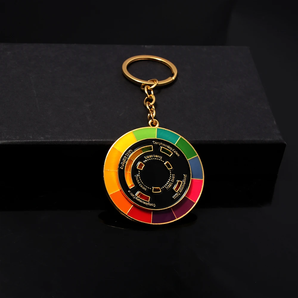 Creative Color Wheel Keychain The Spinning Wheel Moves Nicely Interactive Pendant Key Chain for Women Men Keyring Jewelry Gift