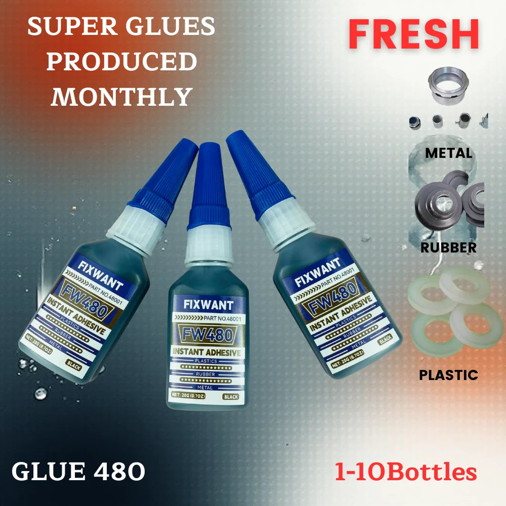 480 Black Super Glue, Quick-Bondig Adhesive Leather Rubber Wood Metal Strong Liquid Glue for Rubber Including EPDM