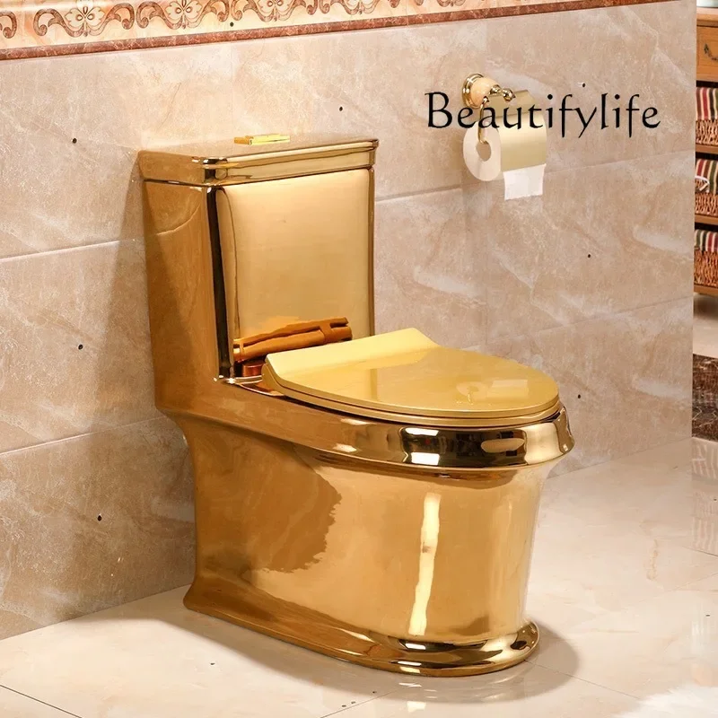 N69 Gold toilet electroplated ceramic super vortex joint high temperature high luxury local tyrant gold toilet designer with wat