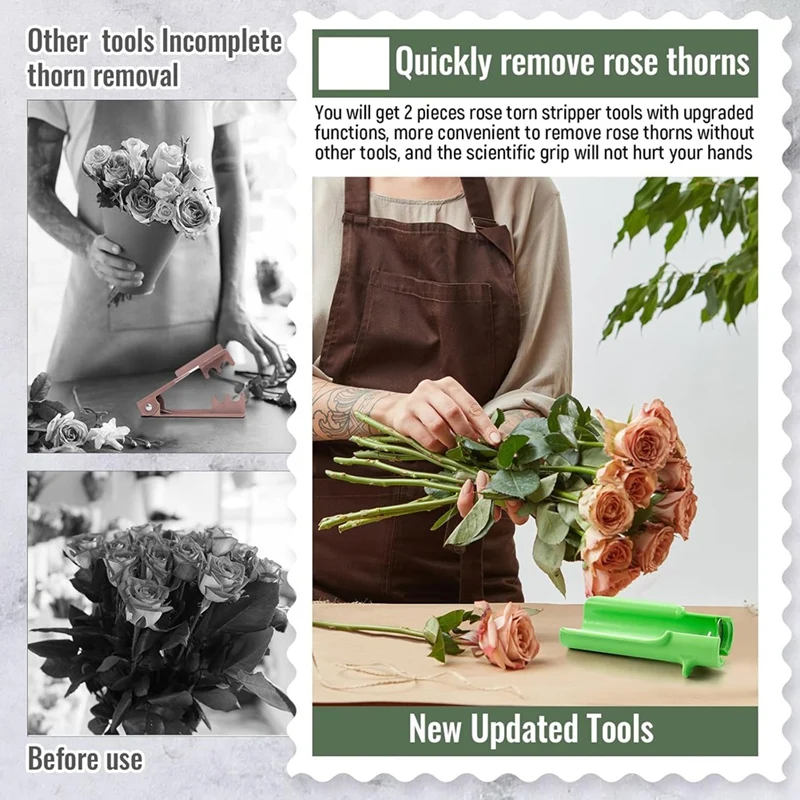 2 Pcs Rose Stripper Thorn Remover Rose Thorn Stripper Tool For Remove Leafs Thorns Home Florist Gardening Floral