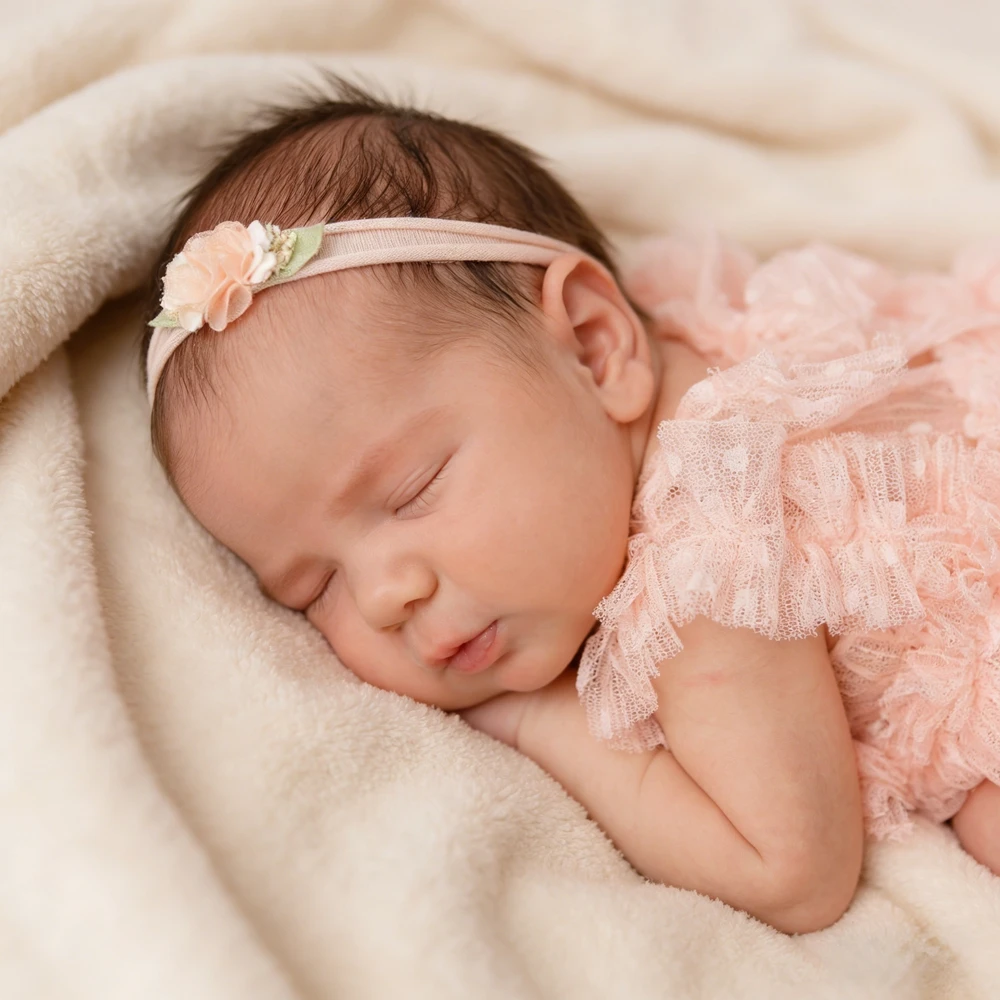Polka Dot Tulle Tutu Dress Ruffle Shoulder Newborn Photography Props Baby Girl Photo Shoot Outfit Newborn Prop