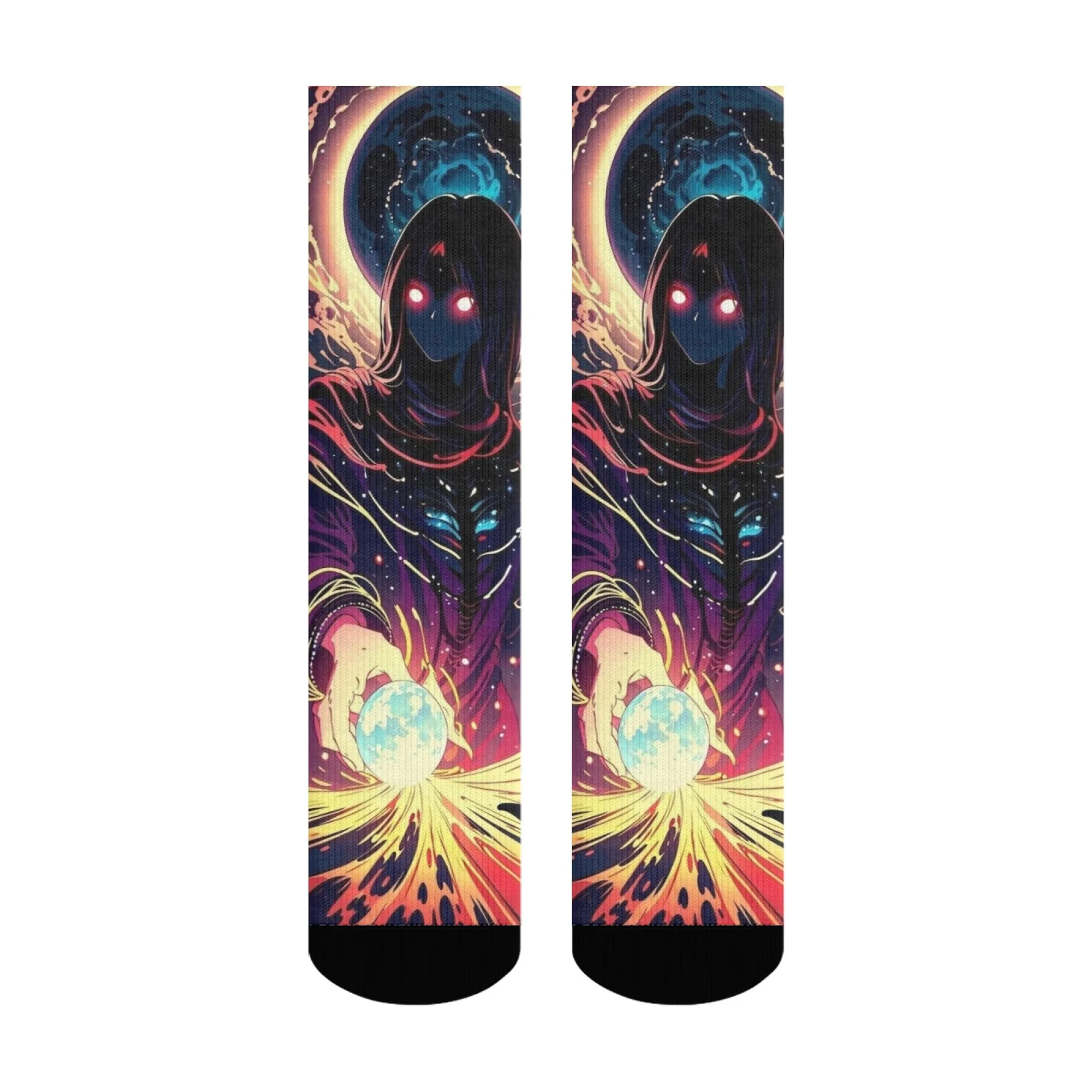 Dark Fantasy Style Cosmic Magic Theme Socks Mysterious Color Unisex Fashion Earth Volcanic Eruption Energy Party Ideal Gift