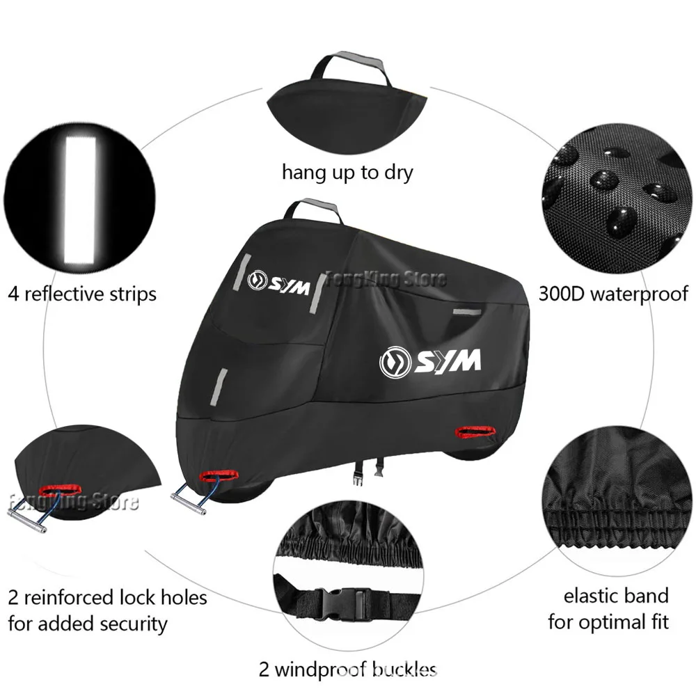 for SYM Joymax Z125 200 250 300 GTS 250i Motorcycle Cover Waterproof Outdoor All Season Dustproof UV Protective Moto Rain Cover view 3