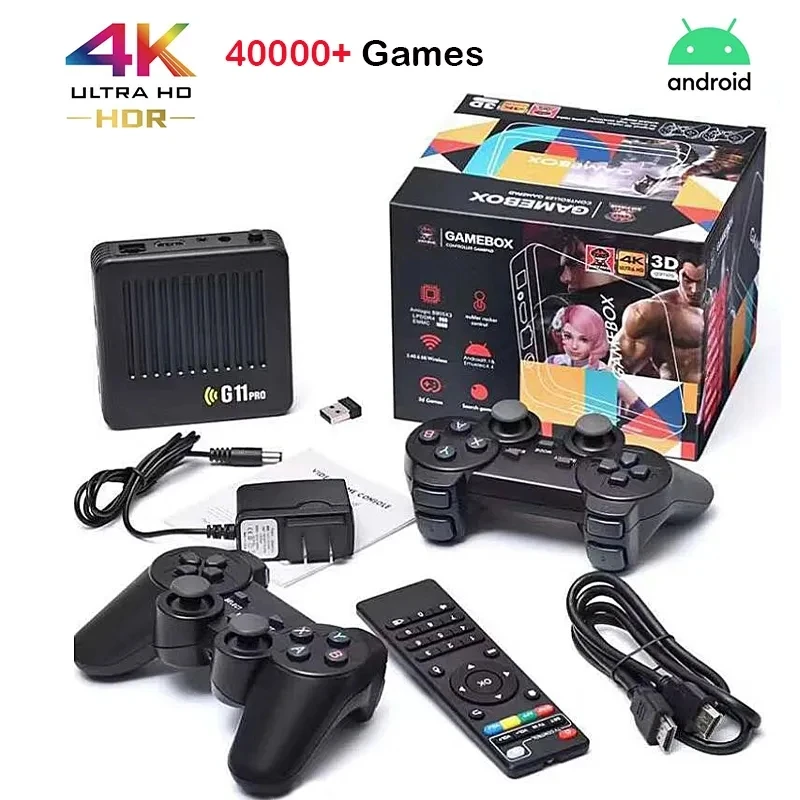 NEW G11 Pro Video Game Box Retro Game Console 256G Built in 60000 Retro Games Ultra Low Latency Wireless Controller 4K Output