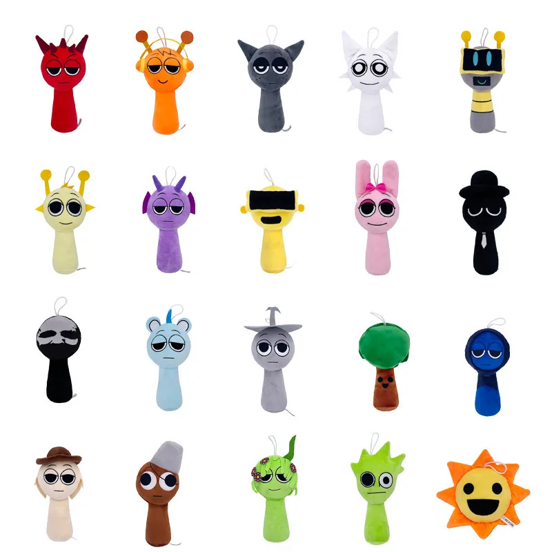 2025 부드러운 인형 장난감 (9 인치) 만화 빨간 얼음 Sprunki 게임 플러시 장난감 아기 걸레 인형 생일 선물 크리스마스 플러시 장난감 선물