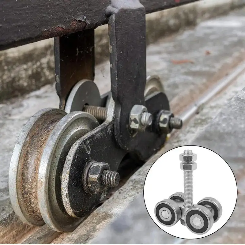 

Hanging Sliding Track Wheel Barn Door Rollers 4 Wheel Trolley Assembly Roller Heavy Duty Sliding Door Hanger Sliding Track Wheel