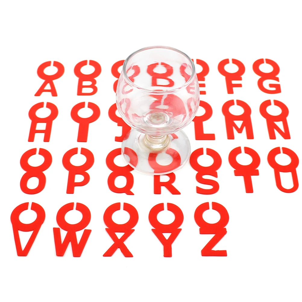 

52 Pcs Glass Labels Alphabet Drink Markers Silicone Stickers Party Supplies Glass Identifier Non Slip Easy