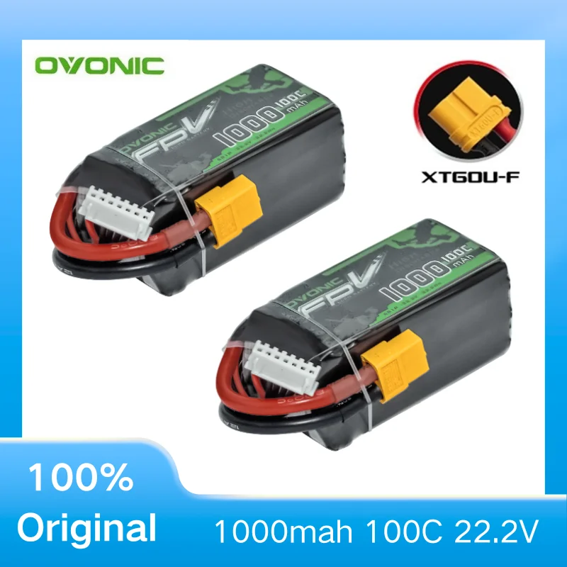 

2 шт. LiPo аккумуляторы OVONIC 1000 мАч 100C 22.2В для радиоуправляемых вертолетов, квадрокоптеров, FPV-дронов, запчасти, 6S, перезаряжаемые