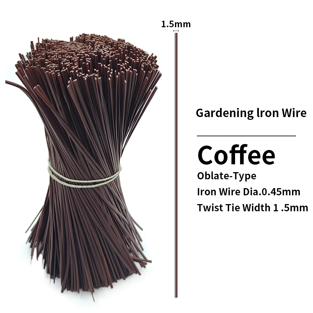 100PCS Gardening Cable Ties Reusable Oblate Iron Wire Twist Tie for Flower Plant Climbing Vines Multifunction Coated Fix Strings