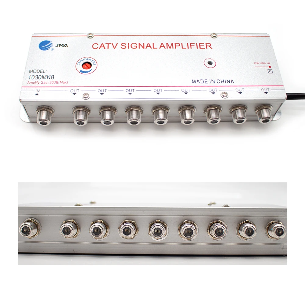 Amplificador de sinal analógico e digital, sinal de tv booster, catv, 1 em 8 out, 30db, 1030mk8, 220v