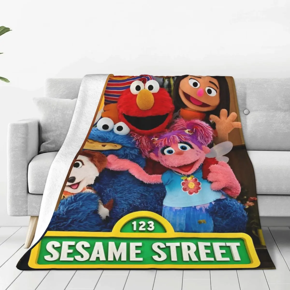 Sesame Street Cartoon Flannel Blanket Soft Durable Bedding Throws for Bedroom Camping Funny Bedspread Sofa Bed Cover