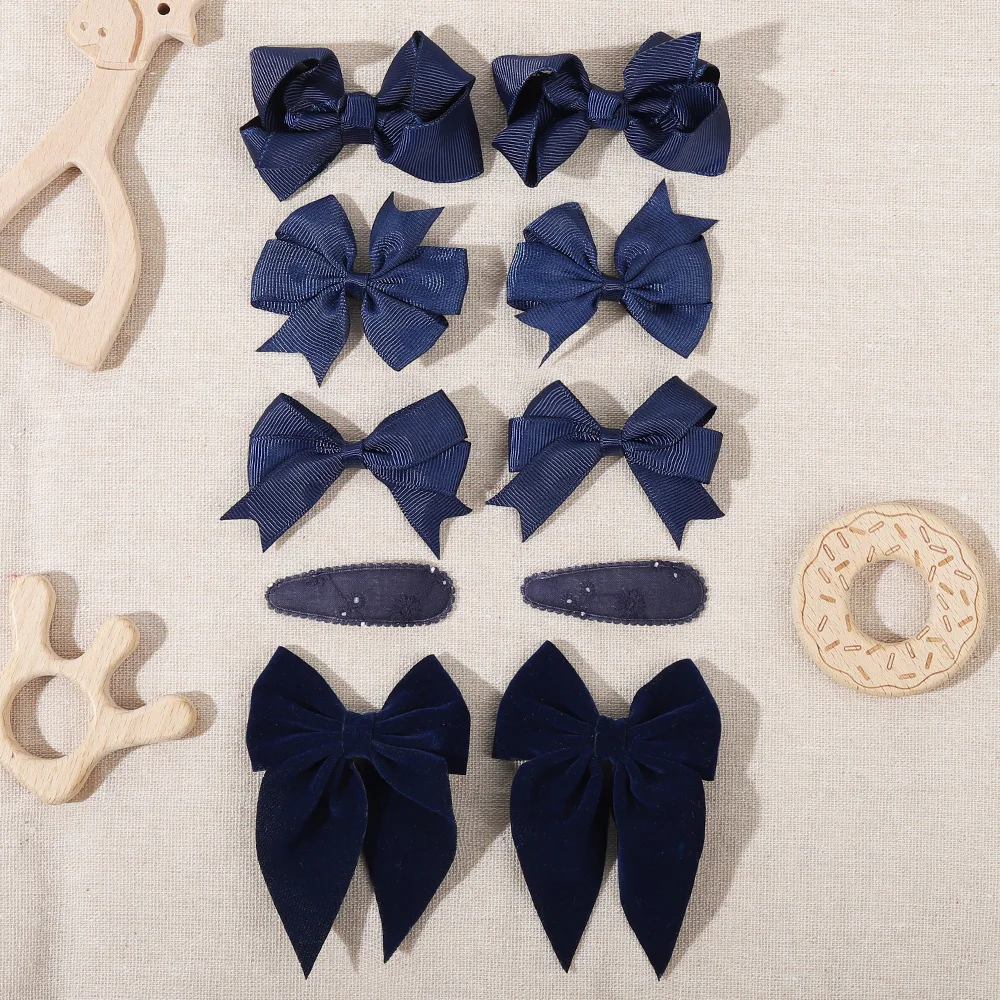10Pcs/set Bows Hair Clip Set for Girls Autumn Winter Texture Fashion Gifts Handmade Kids Bowknots Hairpins Baby Hair Accessories
