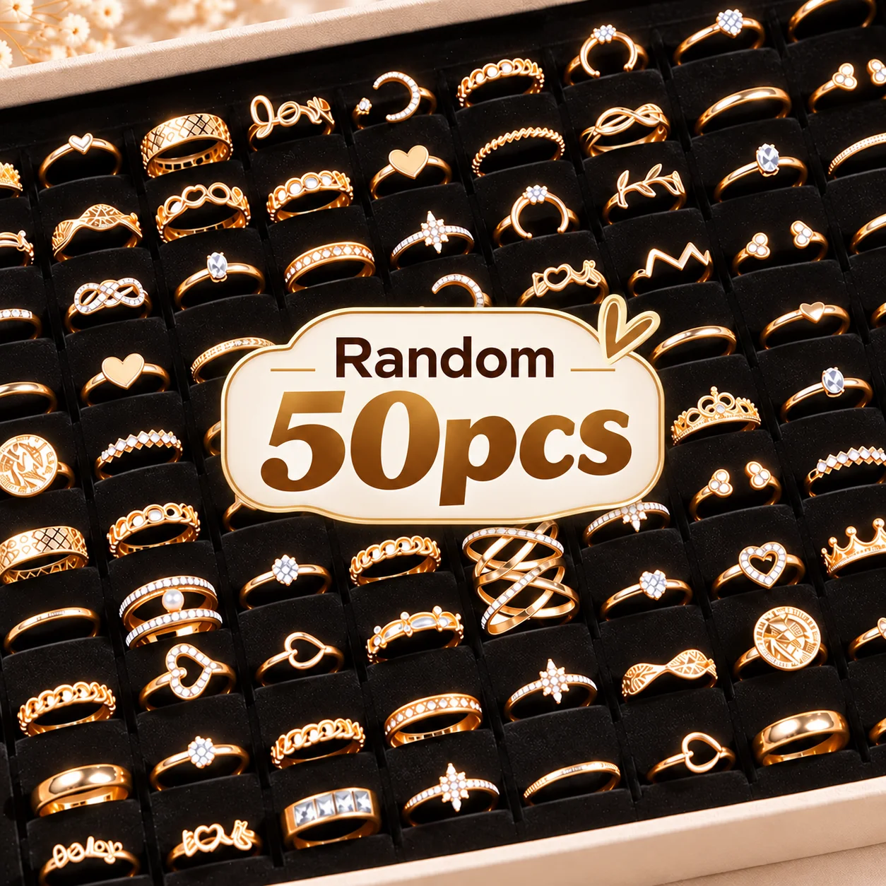 20/30/50Pcs Random Elegant Bohemia Heart Moon Rings Set For Women Mix Style Fashion Ring Elegant Birthday Daily Wear Jewelry