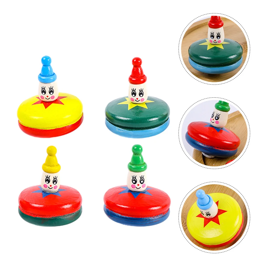 

5pcs Wooden Gyro Rotating Mini Gyroscope For Kids Party Favors Birthday Halloween Decompression Small Portable Fidget Plaything