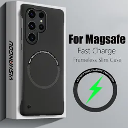 Slim Frameless Magnetic For Magsafe Case For Samsung Galaxy S23 Ultra S22 S24 Ultra Coque Luxury Wireless Charge Hard Back Cover
