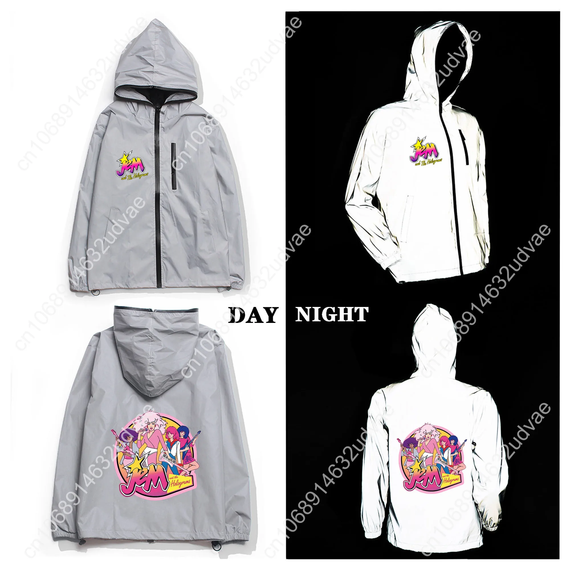 Светоотражающая куртка Jem and The Holograms, мужское и женское пальто, ветровка с капюшоном, куртки с карманами для бега, толстовка на молнии по индивидуальному заказу