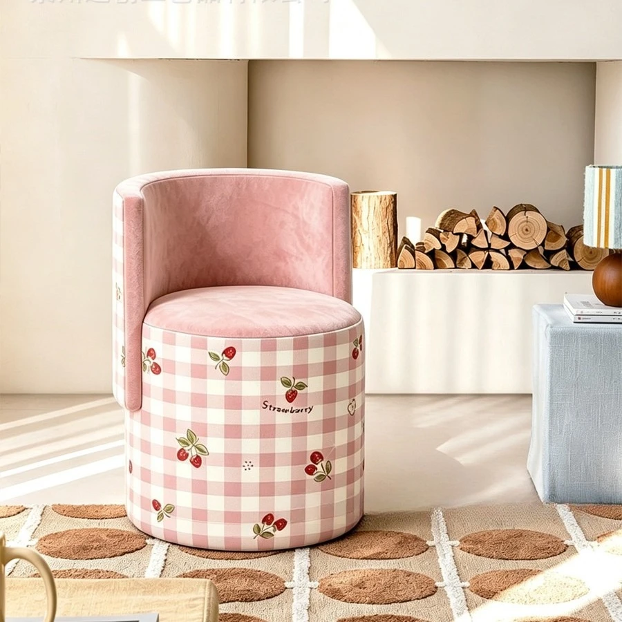 Light luxury small apartment makeup stool flannel manicure chair
