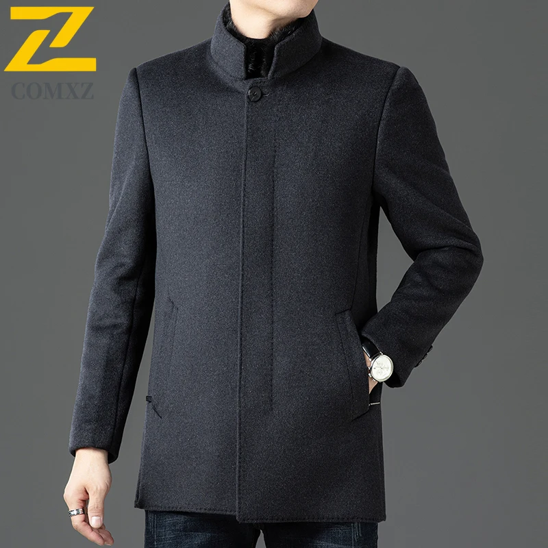 Winter Men Wool Overcoat 2025 New Premium Detachable Down Inner Thickening Coat Business Gentleman Style Warm TrenchCoat ​