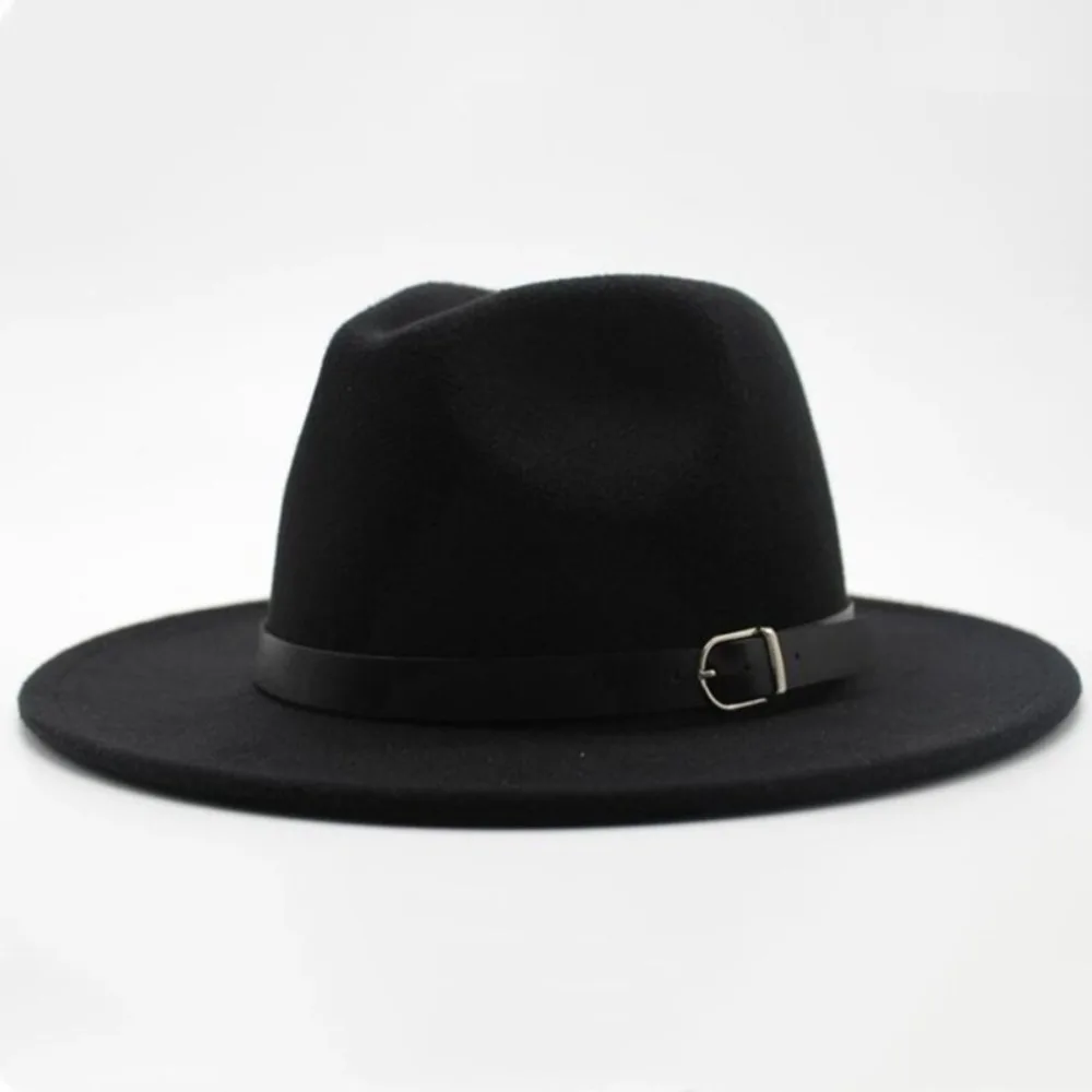

Fashion Wide Brim British Fedora Hat Solid Color Formal Occasion Winter Felt Hats Casual Gentleman Woolen Hats Men Women