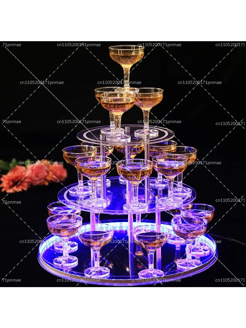 Champagne Wedding Party Acrylic Plastic Wine Tower Shelves 3 5 Layers Birthday Decor