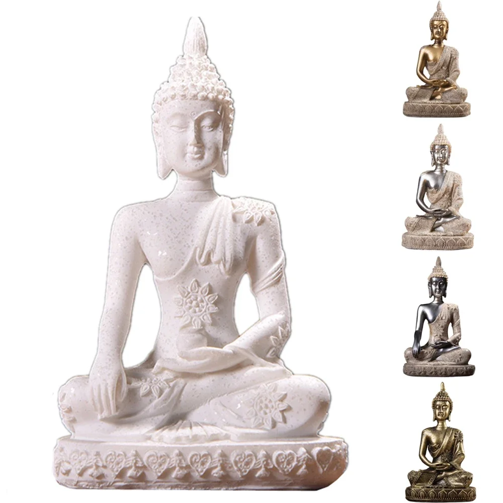 Estatua de Buda en miniatura con arenisca natural, escultura de Buda de Tailandia, estatuilla hindú, adorno decorativo para el hogar, 28 estilos