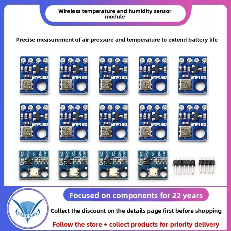 1PCS GY-68 BMP180 High-Precision Digital Pressure and Temperature Sensor Module Compatible with BMP085 for Arduino ESP32