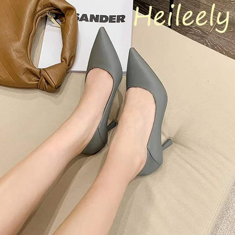 

Роскошная женская обувь высотой 7,5 см, туфли-лодочки на тонком высоком каблуке, женские модельные туфли из мягкой кожи с острым носком, размеры 38, 39, 40