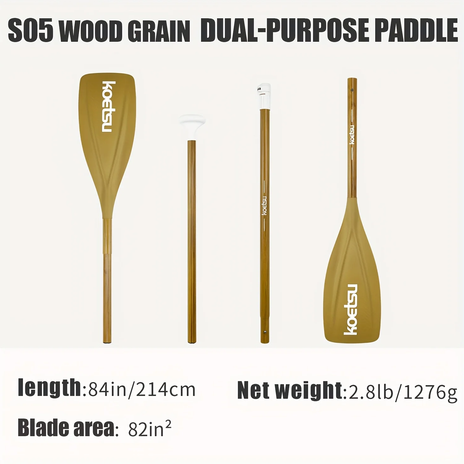 KOETSU S05 Mehrzweck-Aluminium-Paddel in Verschiedenen Farben, Geeignet für Kajakfahren und Paddleboarding